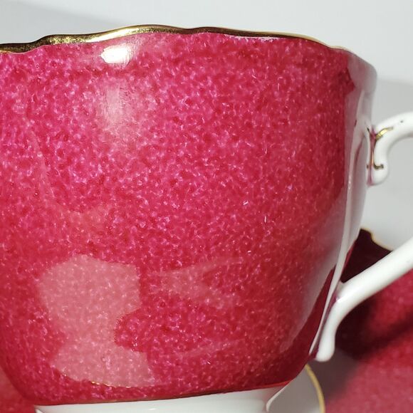 Coalport Teacup and Saucer Burgundy Pink Yellow Blue Flowers Vintage - Picture 4 of 10